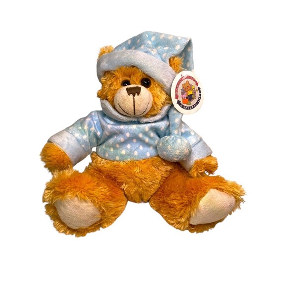 ReMona Plush Teddy Bear w/Blue & White Polka Dot Pajamas & Hat New NWT - Picture 12 of 12